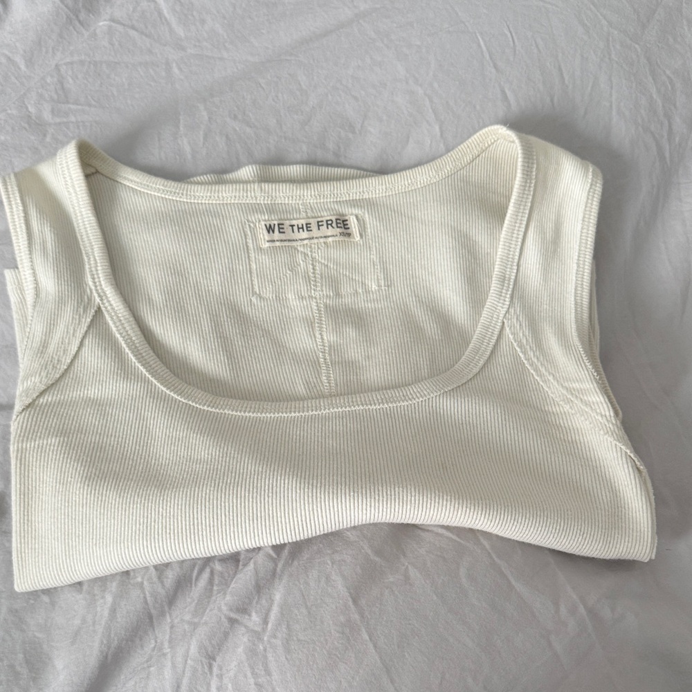 We The Free Women's White Ribbed Tank Top
